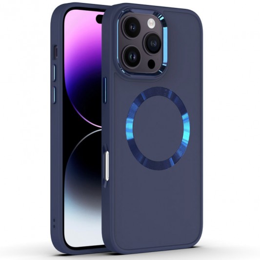TPU чехол Bonbon Metal Style with MagSafe для Apple iPhone 16 Pro Max (6.9") Синий / Cosmos Blue