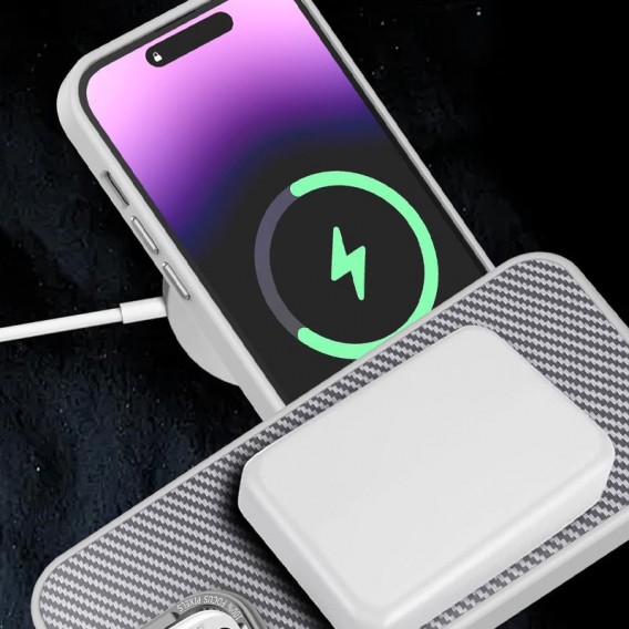 Чохол TPU+PC Carbon with MagSafe для Apple iPhone 15 (6.1"), Grey