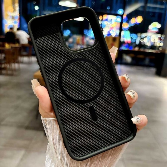 Чохол TPU+PC Carbon with MagSafe для Apple iPhone 15 Pro (6.1"), Black