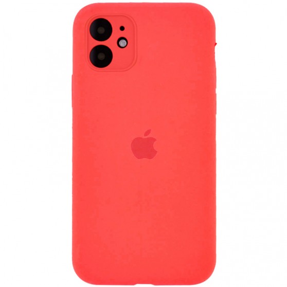 Чехол Silicone Case Full Camera Protective (AA) для Apple iPhone 12 (6.1") Оранжевый / Pink citrus