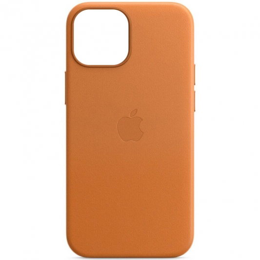 Кожаный чехол Leather Case (AAA) with MagSafe and Animation для Apple iPhone 14 (6.1") Golden Brown
