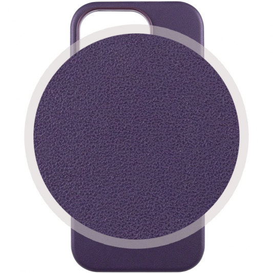 Кожаный чехол Leather Case (AAA) with MagSafe and Animation для Apple iPhone 14 (6.1") Deep Violet - изображение 1