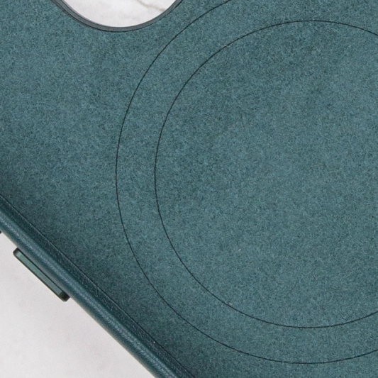 Кожаный чехол Leather Case (AAA) with MagSafe and Animation для Apple iPhone 14 (6.1") Forest Green - изображение 3