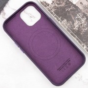 Кожаный чехол Leather Case (AAA) with MagSafe and Animation для Apple iPhone 15 (6.1"), Dark Purple