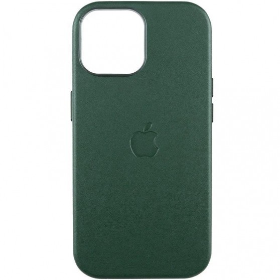 Кожаный чехол Leather Case (AAA) with MagSafe and Animation для Apple iPhone 15 (6.1") Green
