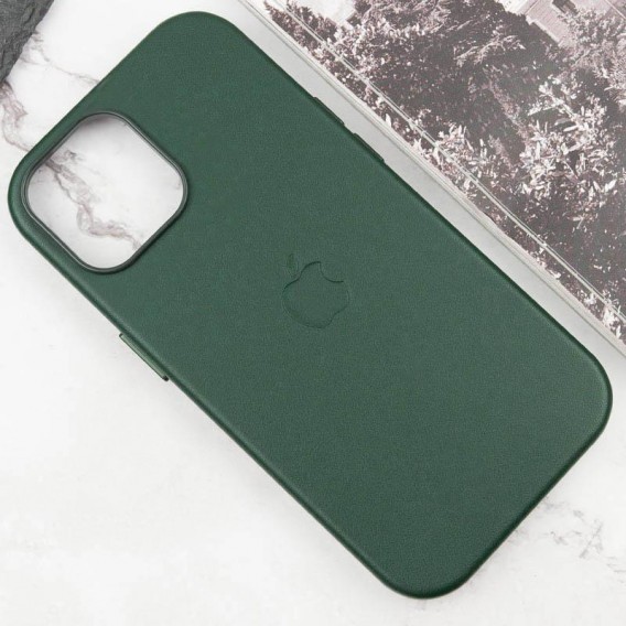 Шкіряний чохол Leather Case (AAA) з MagSafe and Animation для Apple iPhone 15 (6.1"), Green