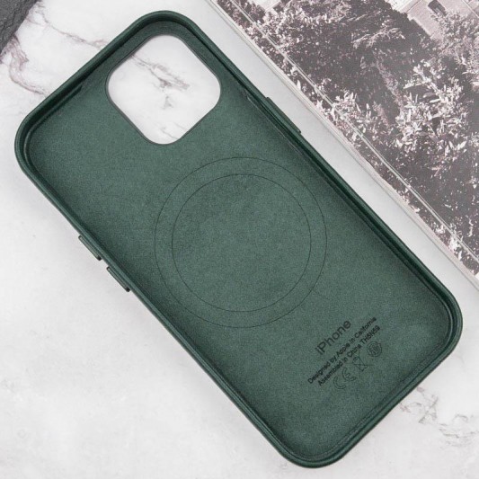 Кожаный чехол Leather Case (AAA) with MagSafe and Animation для Apple iPhone 15 (6.1