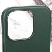 Шкіряний чохол Leather Case (AAA) з MagSafe and Animation для Apple iPhone 15 Pro (6.1"), Green