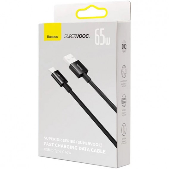 Дата кабель Baseus Superior Series (SUPERVOOC) Fast Charging USB Type-C 65W 1m (CAYS00090), Black