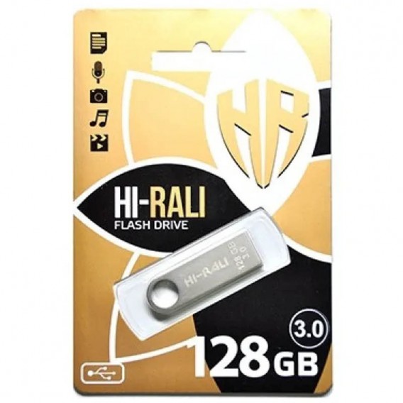 Флеш накопичувач USB 3.0 Hi-Rali Shuttle 128 GB Срібна серія