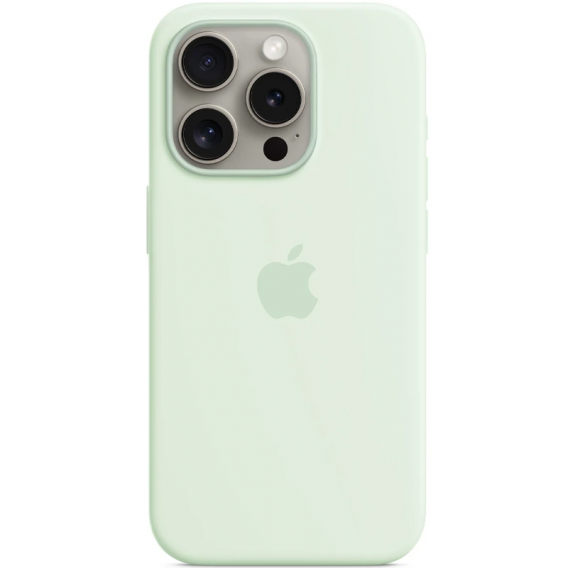 Чехол Silicone case (AAA) full with Magsafe and Animation для Apple iPhone 15 Pro (6.1"), Мятный / Soft Mint