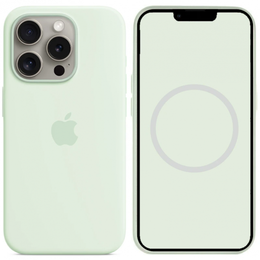 Чехол Silicone case (AAA) full with Magsafe and Animation для Apple iPhone 15 Pro (6.1"), Мятный / Soft Mint - изображение 1
