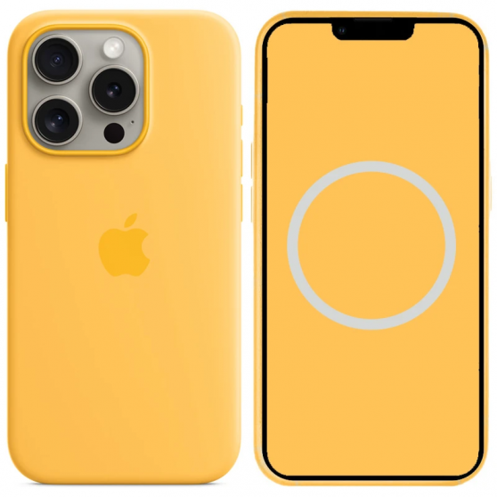 Чехол Silicone case (AAA) with Magsafe and Animation для Apple iPhone 15 Pro (6.1") Желтый / Sunshine