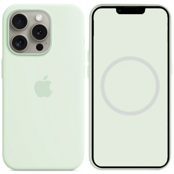 Чохол Silicone case (AAA) full with Magsafe and Animation для Apple iPhone 15 Pro Max (6.7"), М'ятний / Soft Mint