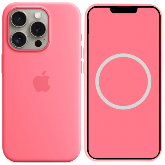 Чохол Silicone case (AAA) full with Magsafe and Animation для Apple iPhone 15 Pro Max (6.7"), Рожевий / Pink