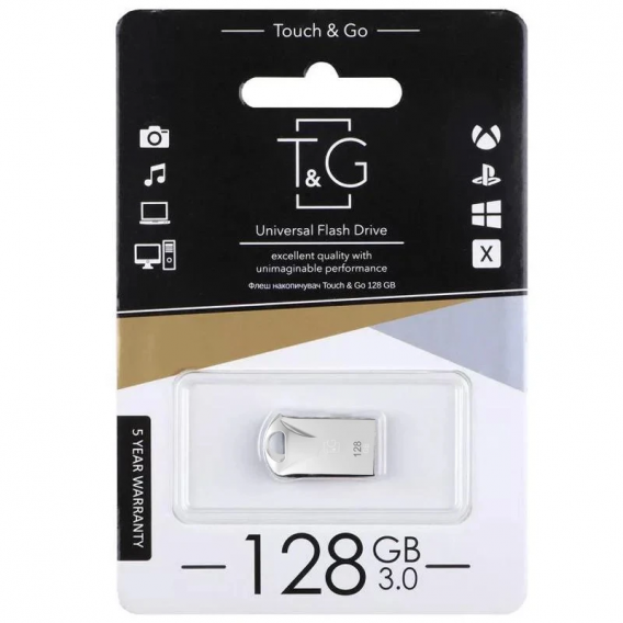 Флеш-драйв USB 3.0 Flash Drive T&G 106 Metal Series 128GB, Серебряный