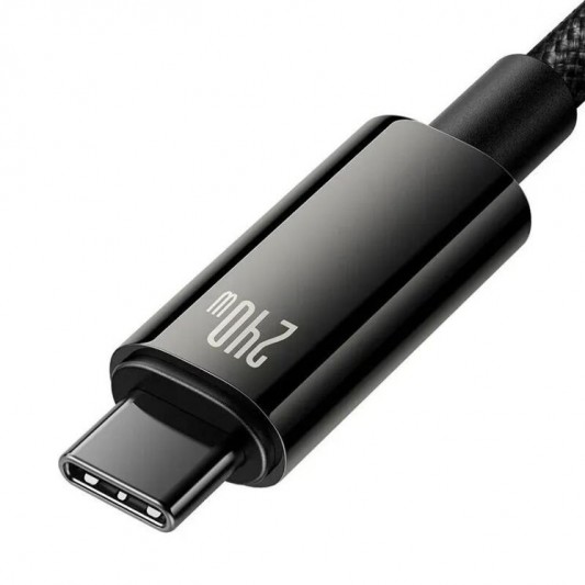 Дата кабель Baseus Tungsten Gold Type-C to Type-C Cable 240W (1m) (CAWJ04000) Black - зображення 4 