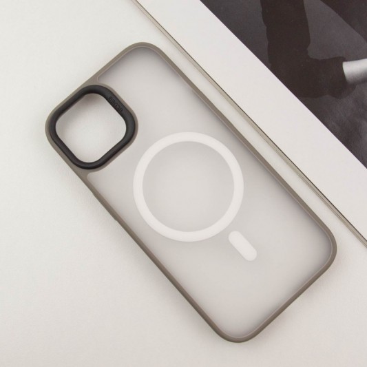 TPU+PC чехол Blueo Skin Friendly Frosted with MagSafe для Apple iPhone 15 (6.1") Серый - изображение 1