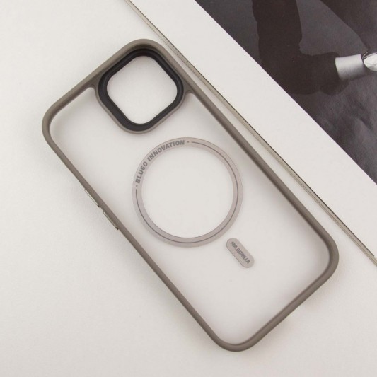 TPU+PC чехол Blueo Skin Friendly Frosted with MagSafe для Apple iPhone 15 (6.1") Серый - изображение 2