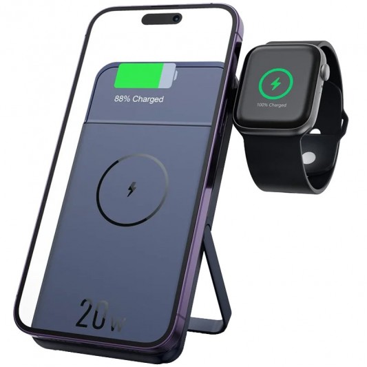 Портативное ЗУ Power Bank JJT-MP01 2in1 20W с БЗУ+iWatch 10000 mAh Blue