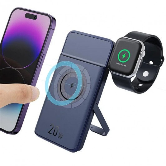 Портативное ЗУ Power Bank JJT-MP01 2in1 20W с БЗУ+iWatch 10000 mAh Blue - изображение 2