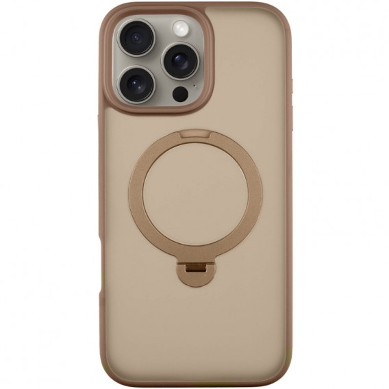 TPU+PC чехол Metal Buttons with MagSafe Colorful HQ Ring для Apple iPhone 16 Pro Max (6.9"), Rose Gold