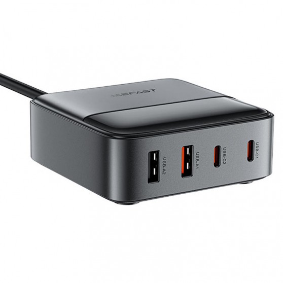Блок живлення Acefast Z6 PD65W GaN (2*USB-C+2*USB-A), Black
