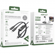 Дата кабель Acefast C5-11 USB-C to 2xUSB-C 100W (1.2m), Black