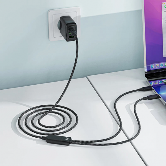 Дата кабель Acefast C5-11 USB-C to 2xUSB-C 100W (1.2m) Black - изображение 4