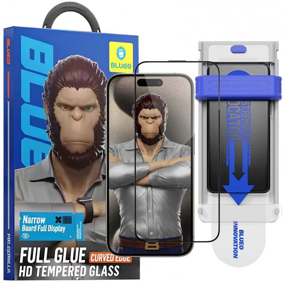 Захисне 3D скло Blueo Hot Bending для Apple iPhone 16 Pro (6.3") (+ аппликатор) Чорний