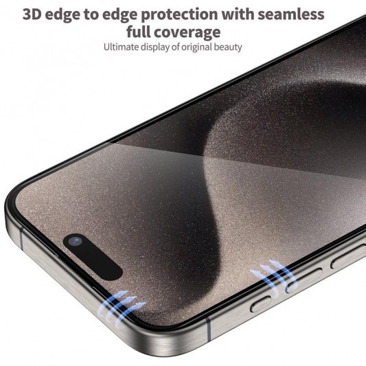 Захисне 3D скло Blueo Hot Bending для Apple iPhone 16 Pro Max (6.9") (+ аппликатор) Чорний - зображення 3 