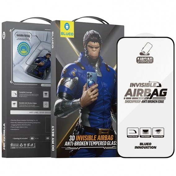 Защитное 3D стекло Blueo Invisible Airbag Anti-broken для Apple iPhone 16 Pro Max (6.9"), Черный