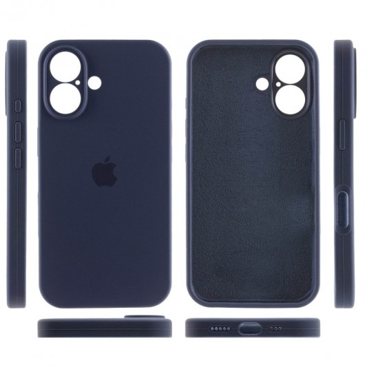 Чехол Silicone Case Full Camera Protective (AA) для Apple iPhone 16 (6.1") Темно-синий / Midnight blue - изображение 2