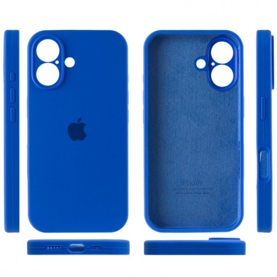 Чехол Silicone Case Full Camera Protective (AA) для Apple iPhone 16 (6.1"), Синий / Capri Blue