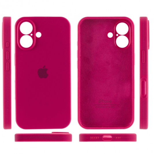 Чехол Silicone Case Full Camera Protective (AA) для Apple iPhone 16 (6.1") Красный / Rose Red - изображение 2