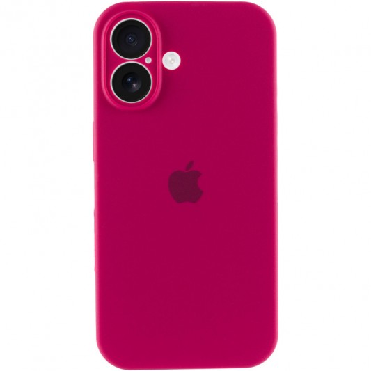 Чехол Silicone Case Full Camera Protective (AA) для Apple iPhone 16 (6.1") Красный / Rose Red - изображение 4