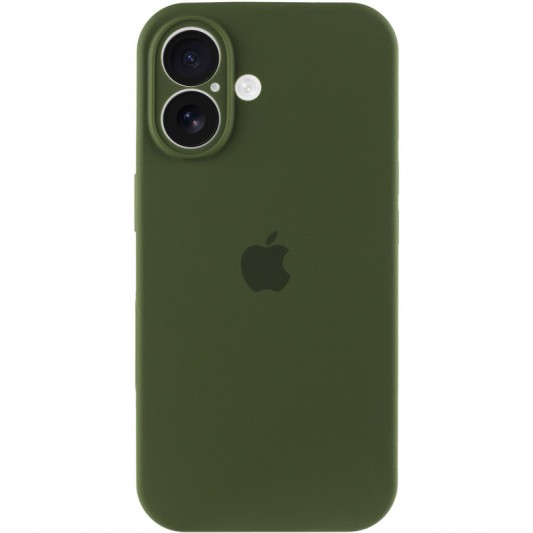 Чехол Silicone Case Full Camera Protective (AA) для Apple iPhone 16 (6.1") Зеленый / Dark Olive - изображение 1