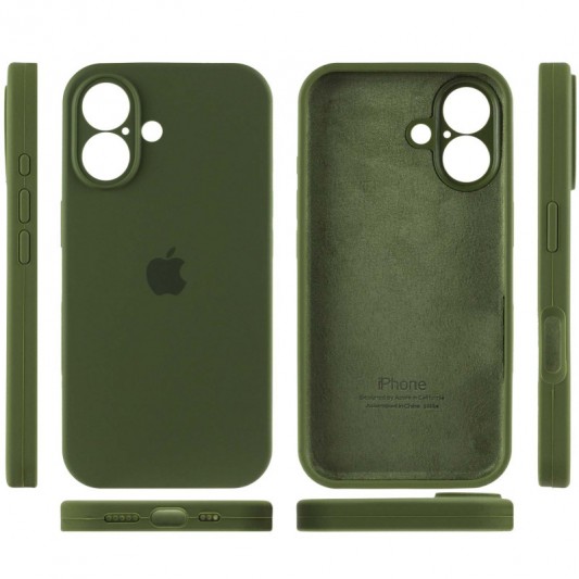 Чехол Silicone Case Full Camera Protective (AA) для Apple iPhone 16 (6.1") Зеленый / Dark Olive - изображение 2