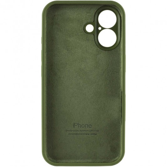 Чехол Silicone Case Full Camera Protective (AA) для Apple iPhone 16 (6.1") Зеленый / Dark Olive - изображение 5
