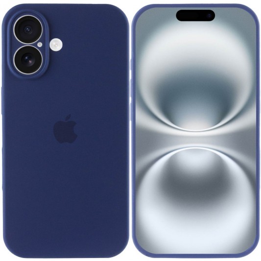 Чехол Silicone Case Full Camera Protective (AA) для Apple iPhone 16 (6.1") Синий / Deep navy - изображение 2