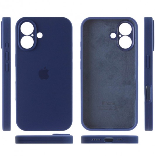 Чехол Silicone Case Full Camera Protective (AA) для Apple iPhone 16 (6.1") Синий / Deep navy - изображение 3