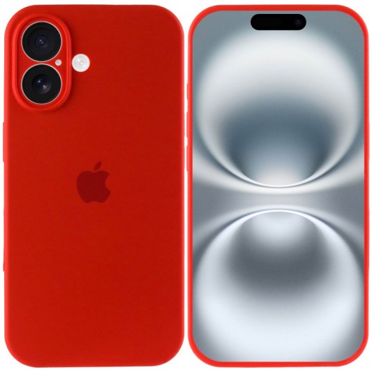 Чехол Silicone Case Full Camera Protective (AA) для Apple iPhone 16 (6.1"), Красный / Red - изображение 4