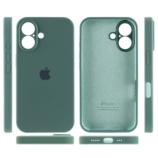 Чехол Silicone Case Full Camera Protective (AA) для Apple iPhone 16 (6.1") Зеленый / Pine green - изображение 3