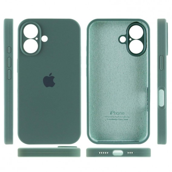 Чохол Silicone Case Full Camera Protective (AA) для Apple iPhone 16 (6.1"), Зелений / Pine green