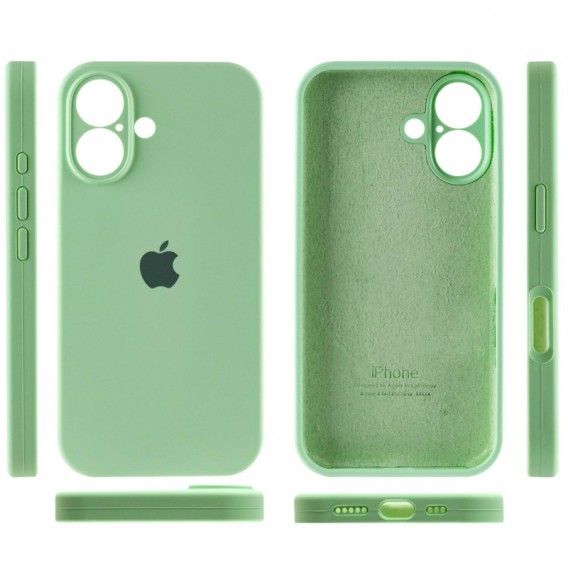 Чехол Silicone Case Full Camera Protective (AA) для Apple iPhone 16 (6.1"), Зеленый / Pistachio