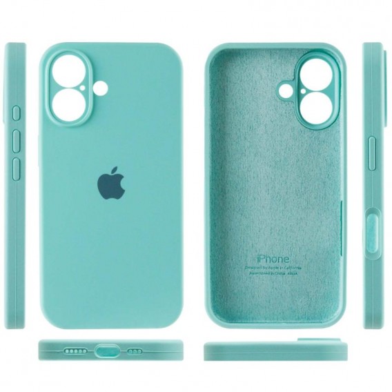 Чехол Silicone Case Full Camera Protective (AA) для Apple iPhone 16 (6.1 дюйма) Бирюзовый / Marine Green