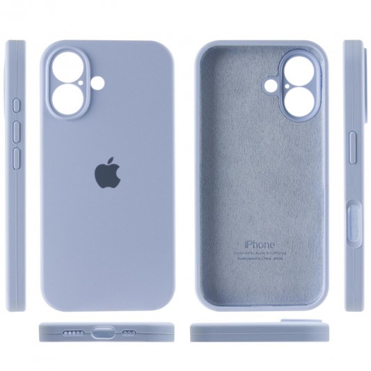 Чехол Silicone Case Full Camera Protective (AA) для Apple iPhone 16 Plus (6.7") Голубой / Lilac Blue - изображение 4