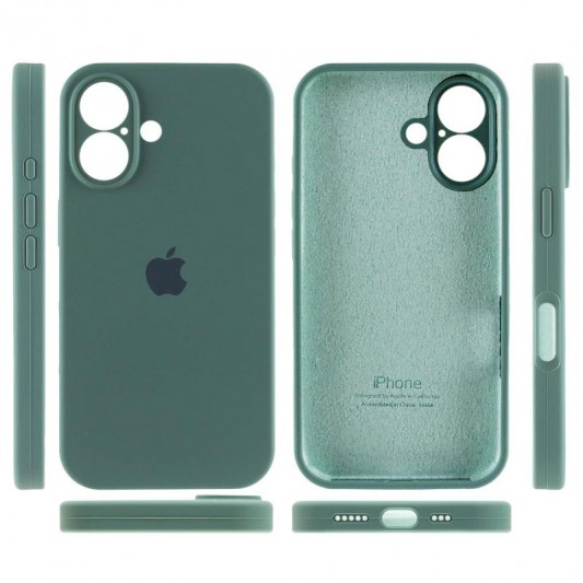 Чехол Silicone Case Full Camera Protective (AA) для Apple iPhone 16 Plus (6.7") Зеленый / Pine green - изображение 3
