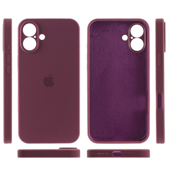 Чехол Silicone Case Full Camera Protective (AA) для Apple iPhone 16 Plus (6.7"), Бордовый / Plum