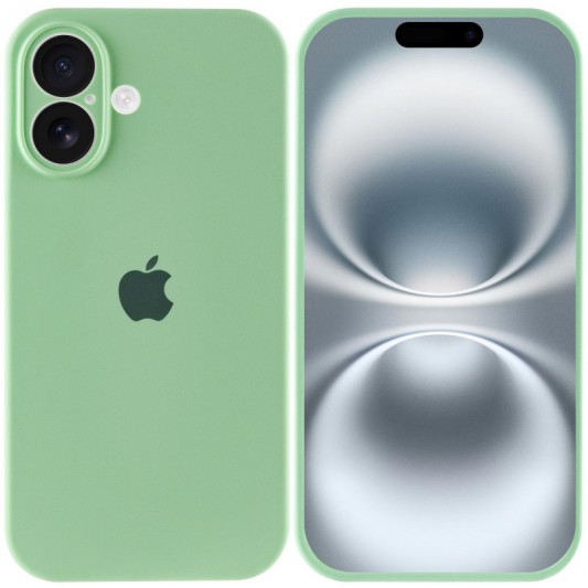 Чехол Silicone Case Full Camera Protective (AA) для Apple iPhone 16 Plus (6.7") Зеленый / Pistachio - изображение 1